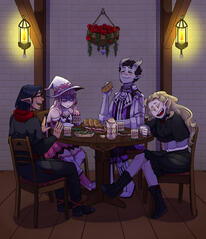 12. Shaded full body (4 charas) + BG environment